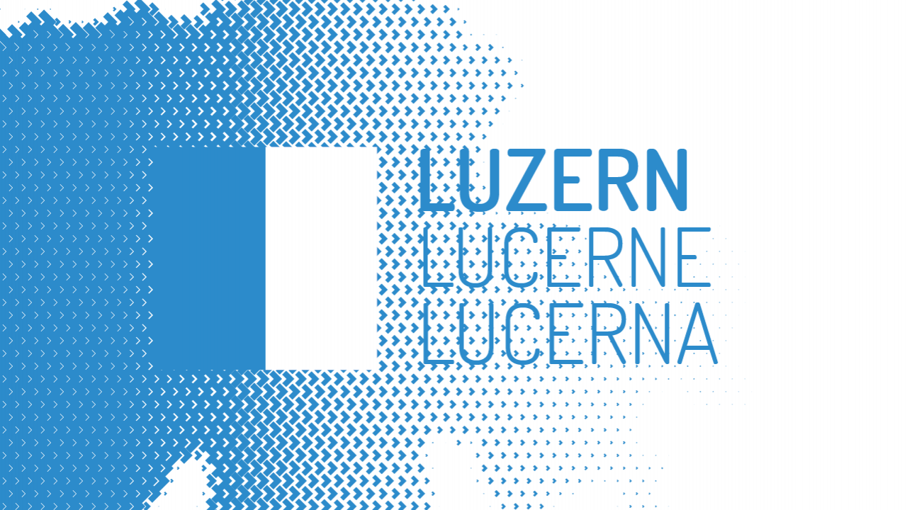 Kantonswappen Luzern vor blauem Umriss der Schweiz